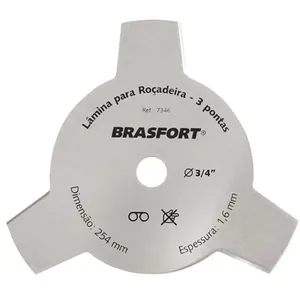 Lâmina para Roçadeira 7346 com 3 Pontas Furo de 3-4 254MM Cromo Vanádio Brasfort Lâmina para Roçadeira 7346 3 Pontas Furo 3-4 Cromo Vanádio Brasfort