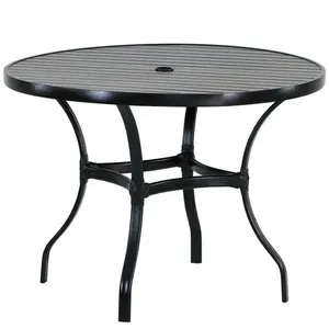 Mesa Roma Com Tampo Ripado 120 Cm Alumínio Preto