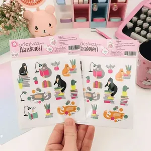 Cartela de Adesivos Buendia Gatinhos com Estampa Fofa para Acessórios 10 X 10CM 1 Unidade Transparente Cartela de Adesivos Buendia Gatinhos para Computador Celular e Canecas 10 X 10CM 1 Unidade