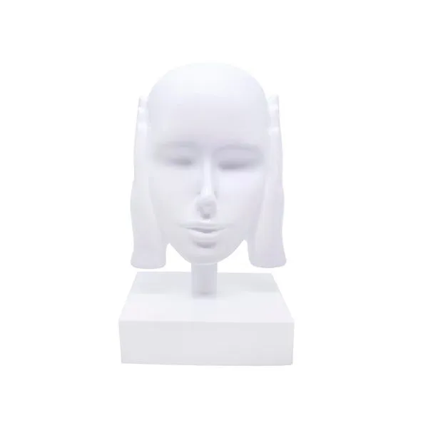 Escultura Decorativa Máscara Rosto Surdo Branco Em Cerâmica 25X15cm