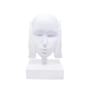 Escultura Decorativa Máscara Rosto Surdo Branco Em Cerâmica 25X15cm