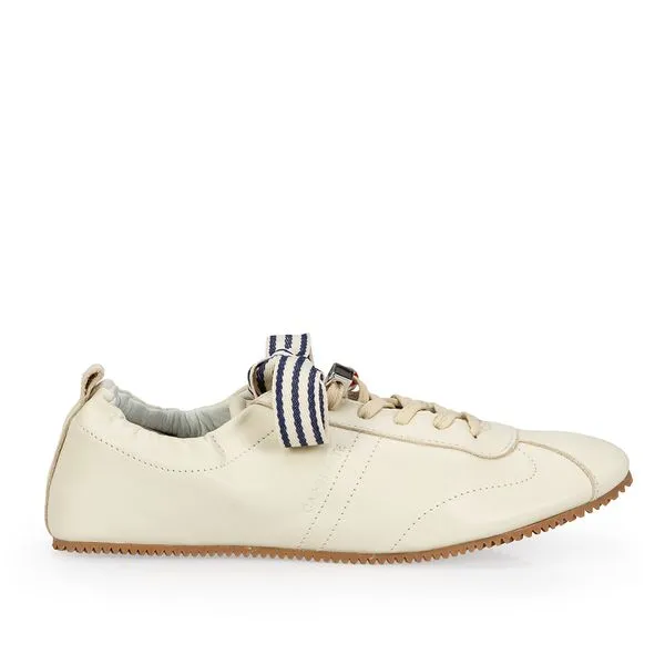 Tênis Ballerina Branco de Couro 5 Pins + 1 Atacador Marinho 34