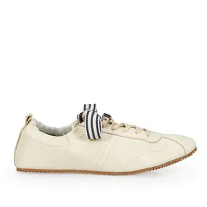 Tênis Ballerina Branco de Couro 5 Pins + 1 Atacador Marinho 34