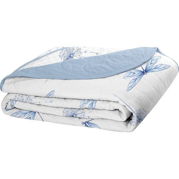 Cobre Leito Tecebem Casal Malha 100% Algodão Estampado em Matelassê Karen 210x240m Azul