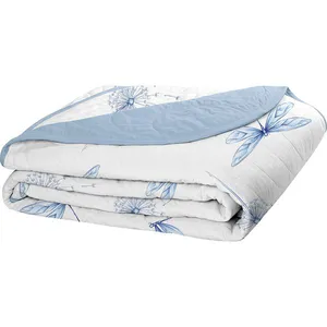 Cobre Leito Tecebem Casal Malha 100% Algodão Estampado em Matelassê Karen 210x240m Azul