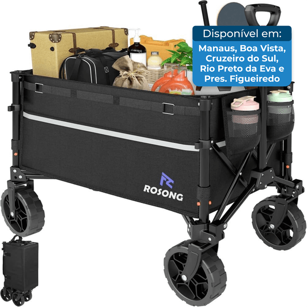 Carrinho Dobrável Utilitário Rosong Preto A-BI