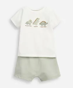 conjunto curto infantil dinossauros verde 0-3