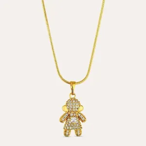 Colar Pingente Menina Cravejado Banho Ouro 18k