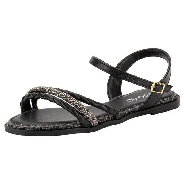 Sandália Feminina Flat Beira Rio 8472413 PRETO 39