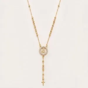 Colar Terço Feminino Milliá Nossa Senhora de Fátima Metal com Banho de Ouro Dourado 45cm Colar Terço Feminino Milliá Nossa Senhora de Fátima Metal com Banho de Ouro Dourado