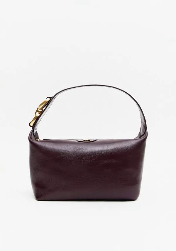Bolsa Shoulder De Couro Com Enfeite Bordô U