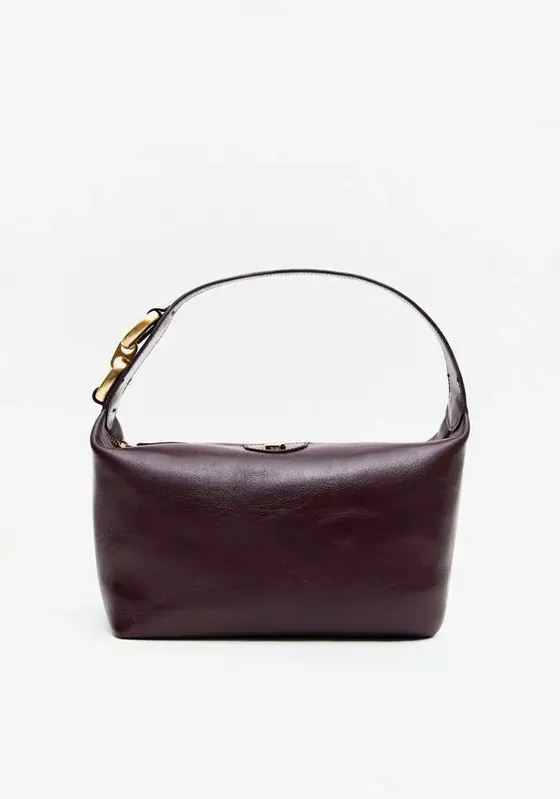 Bolsa Shoulder De Couro Com Enfeite Bordô U