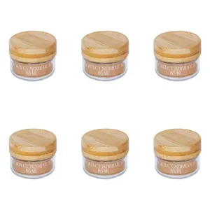 Jogo de 6 Potes de vidro para Condimento com tampa de Bambu - 85 ml