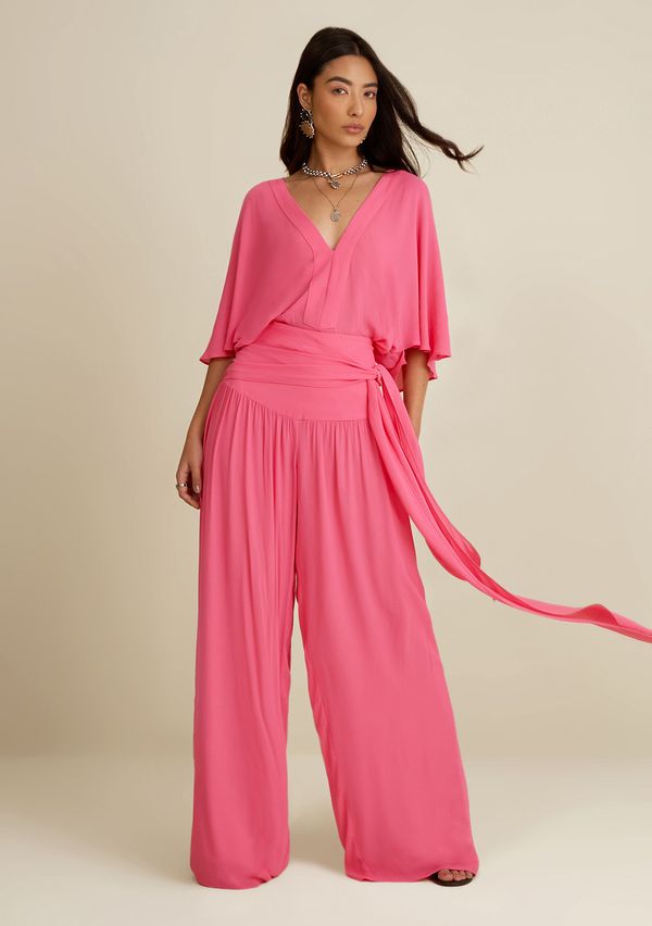 Calça Morena Rosa Pantalona Alta Rosa 38