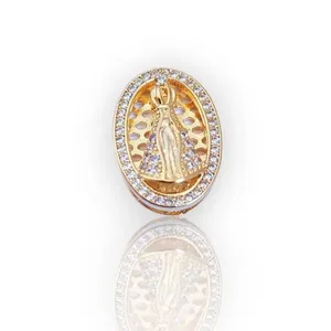 Pingente Oval Duplo Nossa Senhora Aparecida Dourado