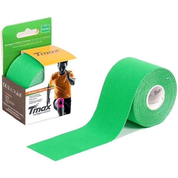 Bandagem Elástica Kinesio TMax 5cm x 5m Verde