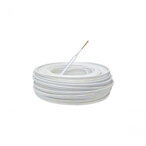 Cabo para Cerca Elétrica Cabo Alta Isolacao 5mm Flexivel Branco 50M para Alta Tensão com Condutor em Cobre Estanhado Cabo para Cerca Elétrica Cabo Alta Isolacao 5mm Flexivel Branco 50M Indicado para Alta Tensão