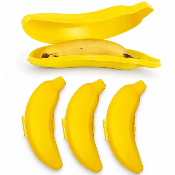 4 Potes Transportar Banana Serviço Lancheira Almoço Case de Banana Não Suja nem Amassa