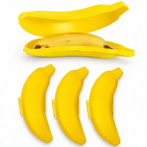 4 Potes Transportar Banana Serviço Lancheira Almoço Case de Banana Não Suja nem Amassa
