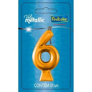 Vela Metallic Nº6 Festcolor Ouro (MP)