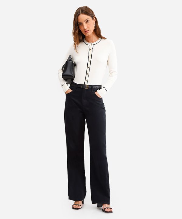 calça wide leg feminina de sarja preta 46
