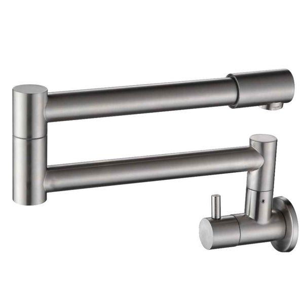 Torneira para Cozinha Parede 1/4V Bica Alta Escovada Extensível
