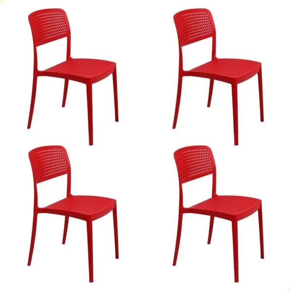 Kit 4 Cadeira Tramontina Serena Em Polipropileno Cor Vermelho 92096040