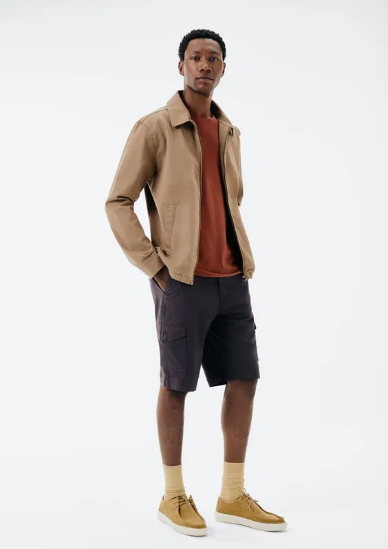 Bermuda Básica Masculina Cargo Em Sarja - Cinza 036