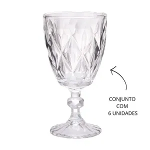 Jogo De Taças 06 Peças Clear Vitral 240ml Vidro Transparente TC14841 (MP)