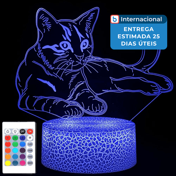 Luminária Ichony 3D Gato Deitado A-MBI