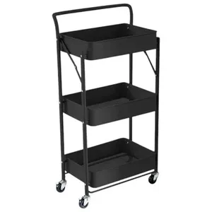 Carrinho Organizador Yiwu de 3 Andares para Utensílios de Cozinha Preto LE2593 0-10 E-BI