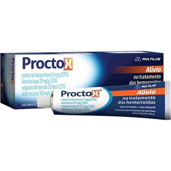 ProctoX Hidrocortisona 0,5% + Lidocaína 2,0% + Bismuto 2,0% + Óxido de Zinco 10,0% 20g Pomada + 1 Aplicador Multilab