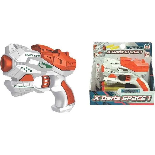 Lançador de Dardos X Darts Space 1 com Lançamento por Pressão e 3 Dardos de Espuma Braskit Lançador X Darts Space 1 com 3 Dardos de Espuma Braskit