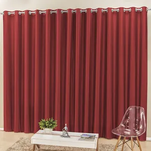 Cortina Madri 2,00m x 1,70m Vermelha Liso Tecido Semi Blackout Para Sala Quarto