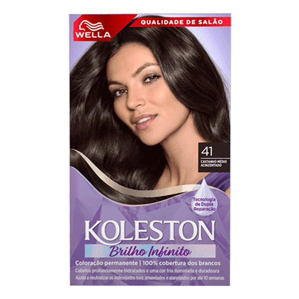 Tinta de Cabelo Wella Koleston Brilho Infinito 41 Castanho Médio Acinzentado