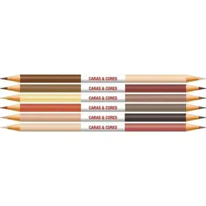 Lápis de Cor Faber-Castell Caras e Cores Bicolor Redondo 12 Cores Tons de Pele Lápis de Cor Faber-Castell Caras e Cores Bicolor 12 Cores