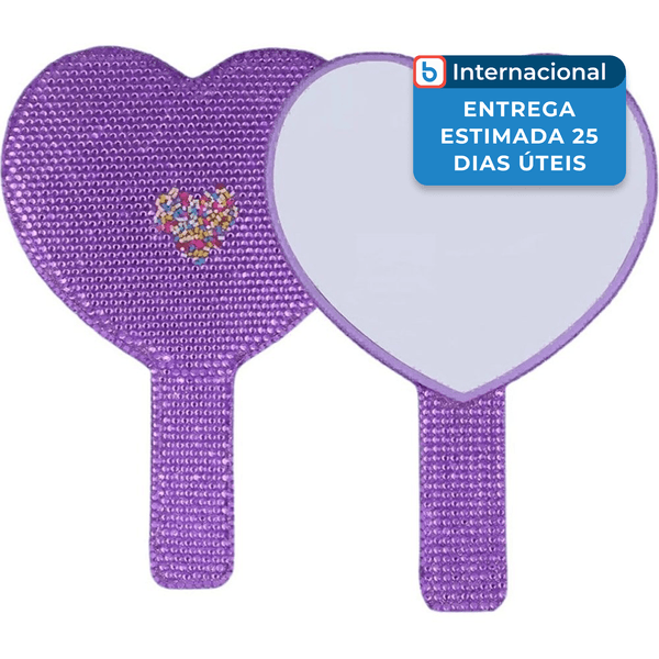 Espelho De Mão Zzyzyzqylj Formato De Coração Brilhante Roxo A-MBI