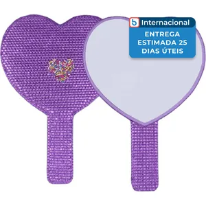 Espelho De Mão Zzyzyzqylj Formato De Coração Brilhante Roxo A-MBI