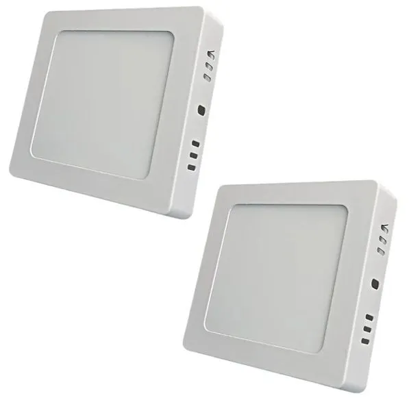 Kit Com 2 Painéis Plafon Led Sobrepor Quadrado 6w 6500k Max-0371
