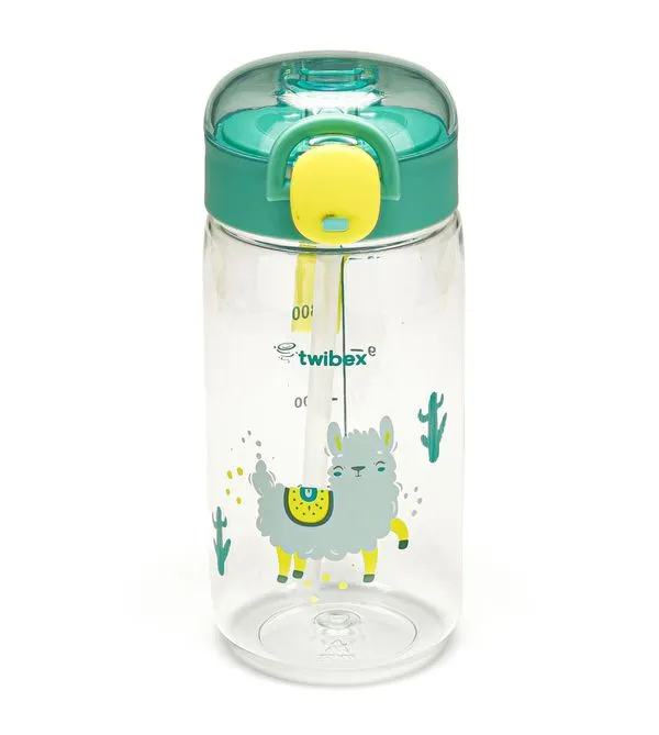 Garrafa Tritan com Canudo e Tampa 450ml Lhama da Twibex Azul