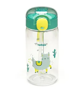 Garrafa Tritan com Canudo e Tampa 450ml Lhama da Twibex Azul
