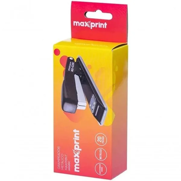Grampeador Médio Maxprint G20C Metálico para Até 20 Folhas em Metal 1 Unidade Preto Grampeador Médio Maxprint G20C Metálico para Até 20 Folhas 1 Unidade Preto