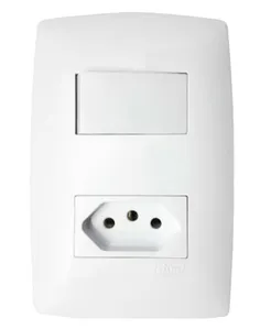 Conjunto Interruptor Simples + Tomada 10A 4x2 Home B.Lux Conjunto Interruptor Simples + Tomada 2P+T 10A 4x2 Branco Home