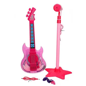 Guitarra Infantil com Microfone - Karaoke - Kids Band - Rosa - Etitoys