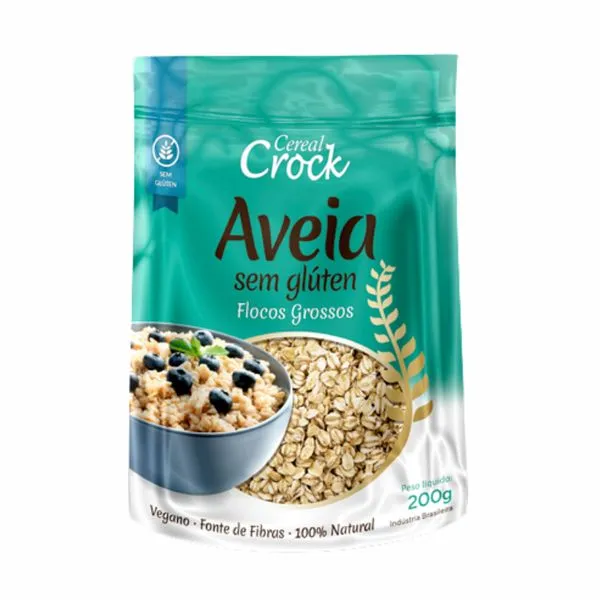 Aveia em Flocos Grossos Sem Glúten Leve Crock 200g