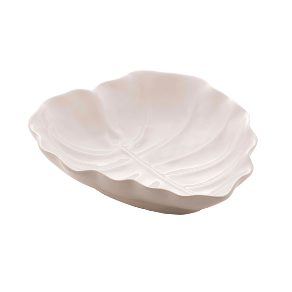 Prato Decorativo Banana Leaf Lyor, Cerâmica, Branco - 4508
