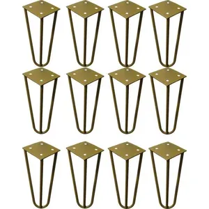 Kit 12 Pés Hairpin de Metal Ferro Maciço Revestimento Epoxi Dourado Gran Belo Kit 12 Pés Hairpin Metal Ferro Maciço Revestimento Epoxi Dourado Gran Belo