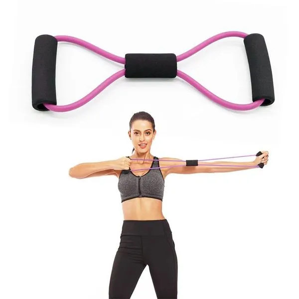 Extensor Elástico BSL3075 Formato de Oito para Yoga e Pilates em Látex Rosa AB Mídia Extensor Elástico BSL3075 Formato de Oito Látex Rosa AB Mídia