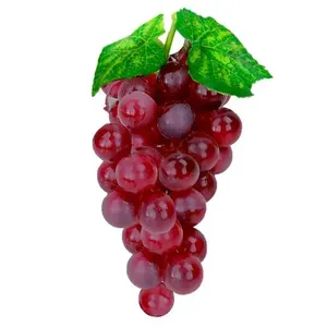 Cacho De Uva Avermelhada Fruta Artificial De Silicone 18cm