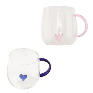 Caneca Vidro Borossilicato Coração 3D Sortido 400ml 7,5x7x9cm LM4173 - honeyhome